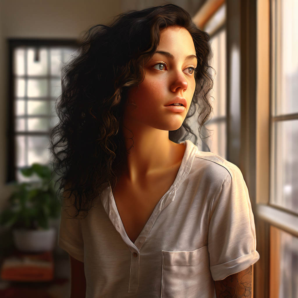 Une illustration montrant une femme anonyme, recroquevillée sur son lit, le corps tendu par la souffrance de la fibromyalgie. Mais avec une lueur d'espoir et de détermination dans le regard, symbolisant la résilience face à l'adversité.