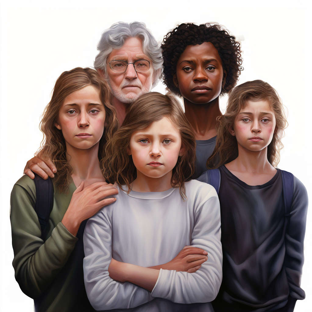 Une illustration rassemblant plusieurs personnes de différents âges et horizons, se tenant par les épaules ou la main, avec un air déterminé sur leurs visages. Ils devraient incarner la solidarité et la force du mouvement contre l'isolement de la fibromyalgie.