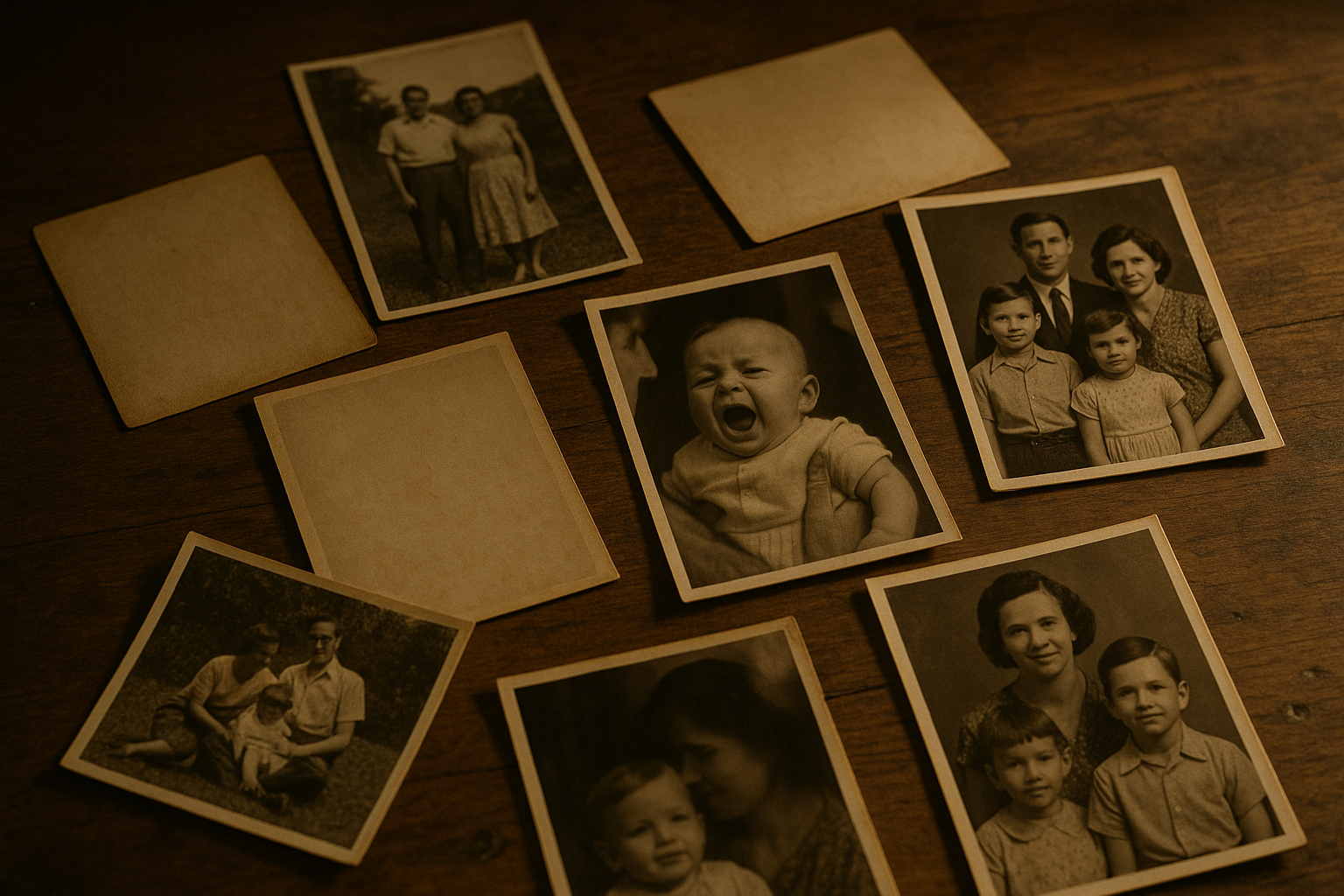 Photos de famille anciennes évoquant les secrets familiaux et leur impact, livres fibromyalgie guérison